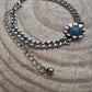 Flower and Faux Turquoise Cuban Chain Bracelet