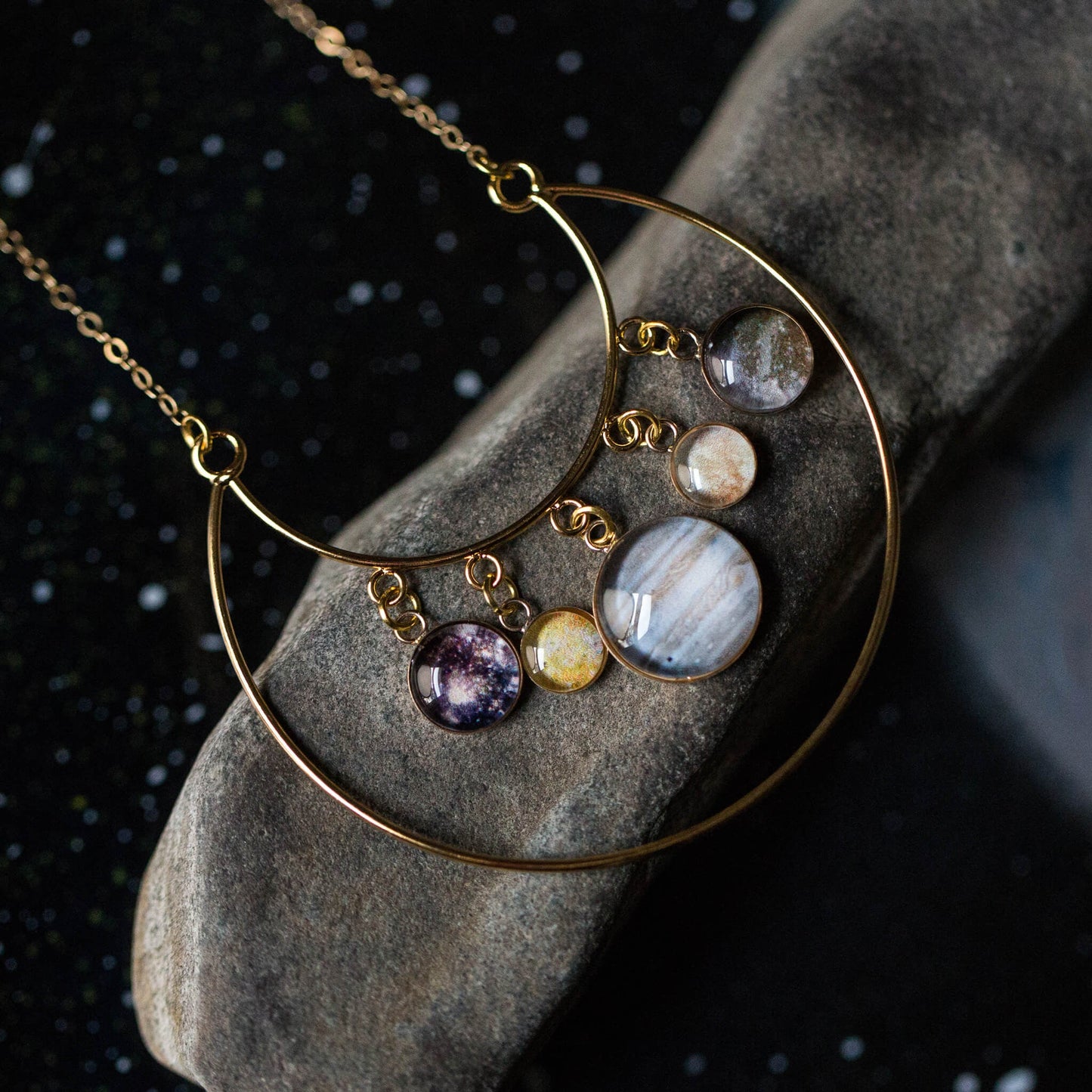 GALILEAN MOONS OF JUPITER STATEMENT NECKLACE