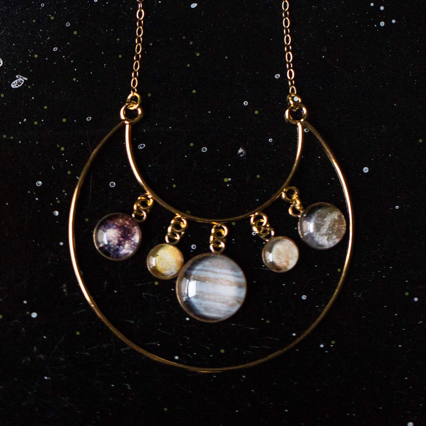GALILEAN MOONS OF JUPITER STATEMENT NECKLACE