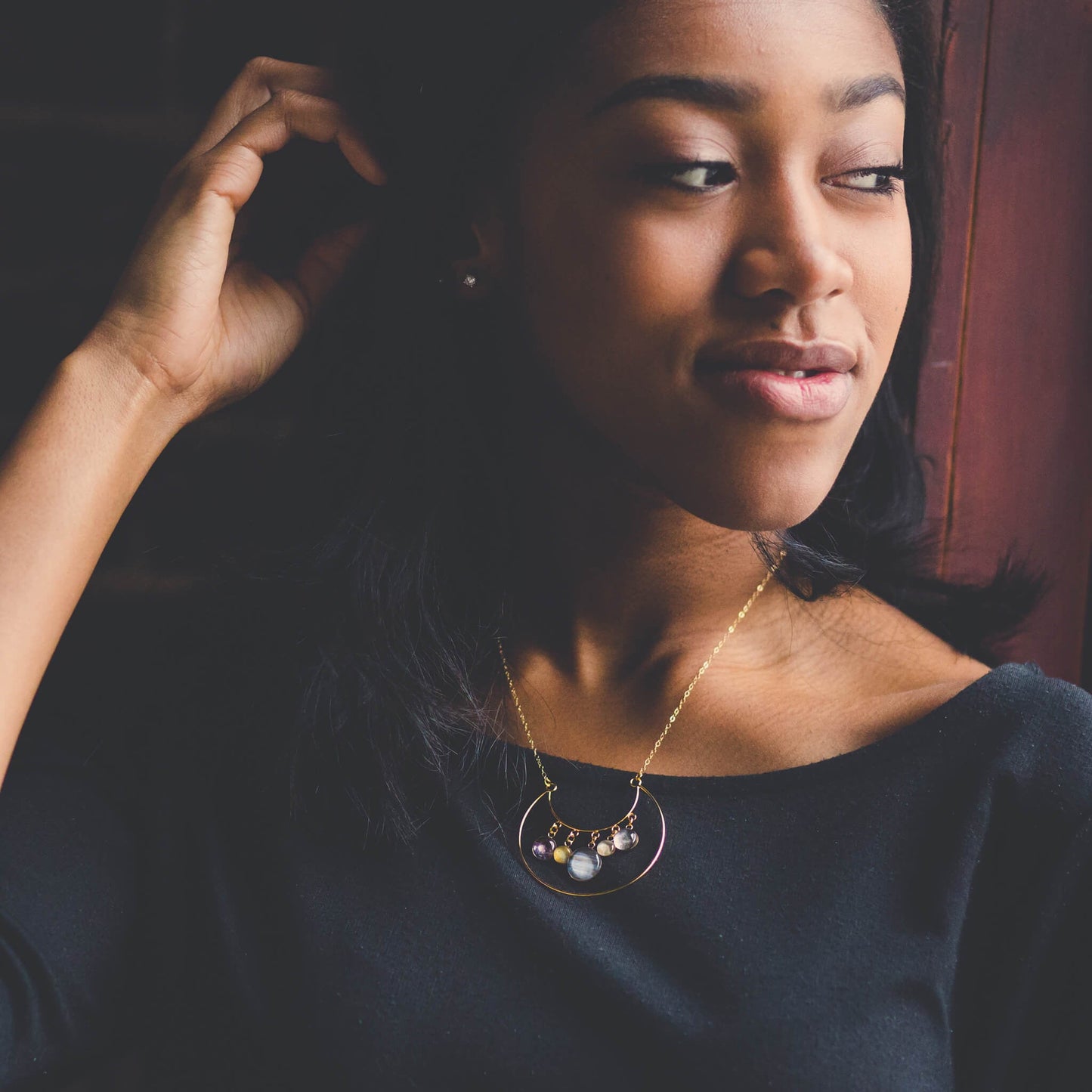 GALILEAN MOONS OF JUPITER STATEMENT NECKLACE