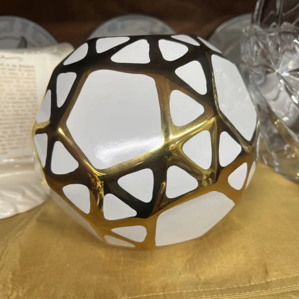 GOLD AND WHITE DECORATIVE BALL-Thriftique Marketplace