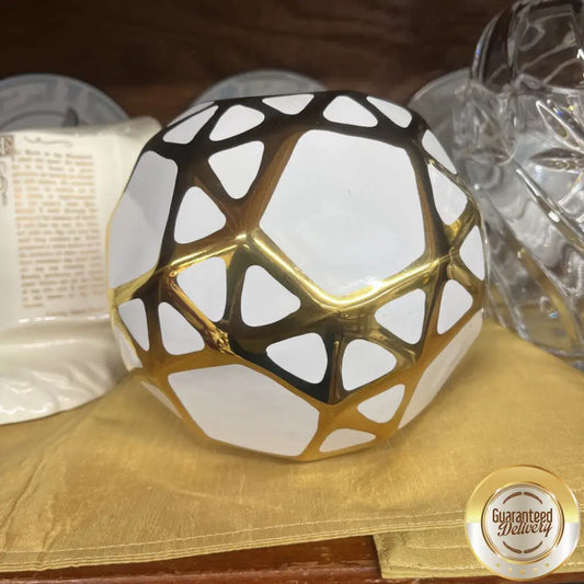 GOLD AND WHITE DECORATIVE BALL-Thriftique Marketplace