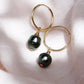 THIN GOLD FILLED TAHITIAN PEARL HOOP EARRINGS - HOKULOA