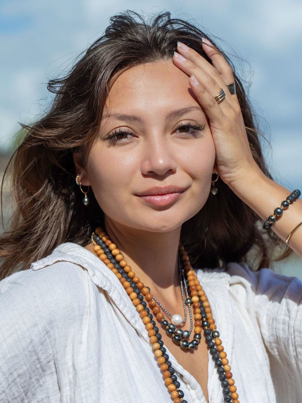 THIN GOLD FILLED TAHITIAN PEARL HOOP EARRINGS - HOKULOA