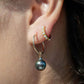 THIN GOLD FILLED TAHITIAN PEARL HOOP EARRINGS - HOKULOA