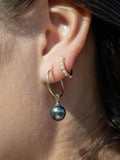 THIN GOLD FILLED TAHITIAN PEARL HOOP EARRINGS - HOKULOA
