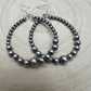Graduated Sterling Silver Pearl Hoops