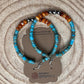 Hoop Earrings With Turquoise, Spiny Oyster & Sterling Silver Pearls - 2 1/4 inch hoops