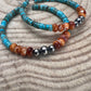 Hoop Earrings With Turquoise, Spiny Oyster & Sterling Silver Pearls - 2 1/4 inch hoops
