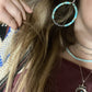 Hoop Earrings With Turquoise & Sterling Silver Pearls & Saucer