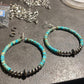 Hoop Earrings With Turquoise & Sterling Silver Pearls & Saucer