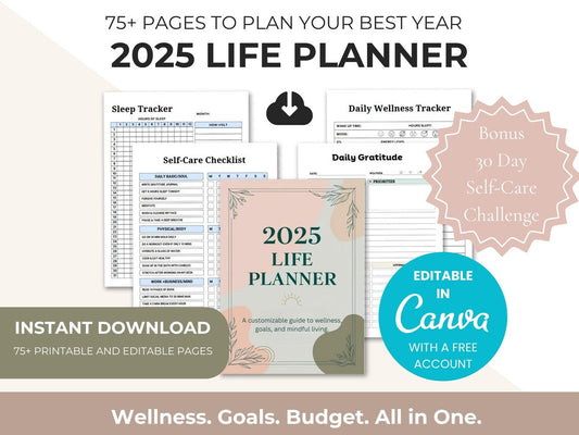 2025 Life Planner | 75+ Pages | Printable & Editable