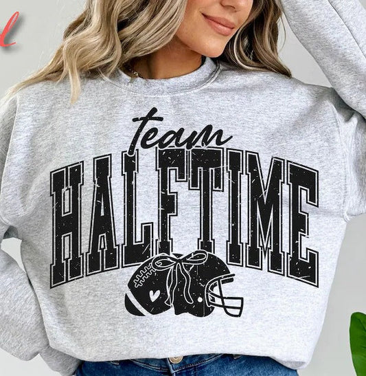TEAM HALFTIME SUPERBOWL PARTY T-SHIRT, FOOTBALL PARTY TEE, FUNNY GAME DAY SHIRT GIFT FOR MOM, DAD, COMFORT COLORS OVERSIZED LOOK