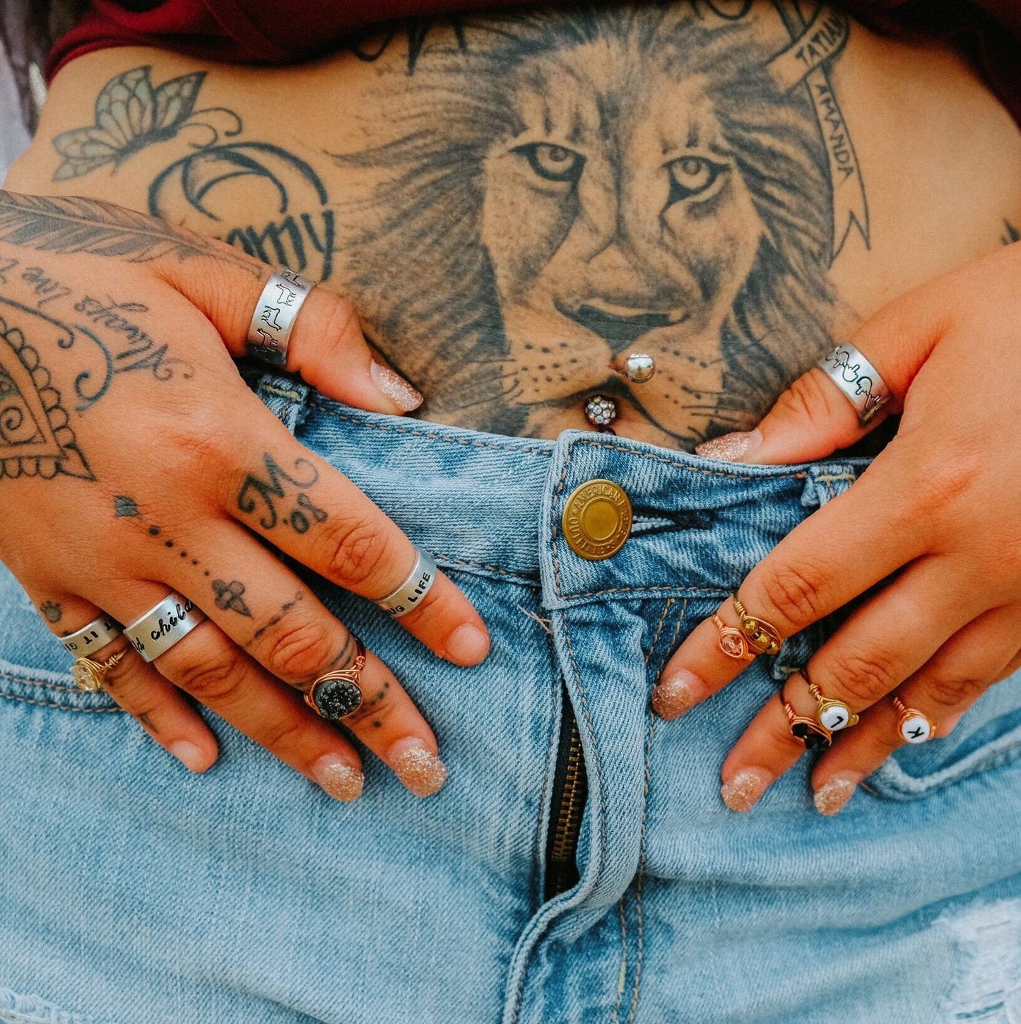 HEMP LEAF MIDDLE FINGER RING