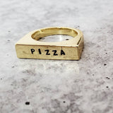 PIZZA GOLD OR SILVER FLAT TOP RING