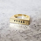 PIZZA GOLD OR SILVER FLAT TOP RING