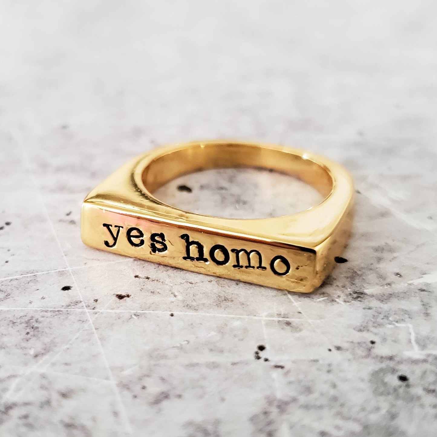 YES HOMO GOLD OR SILVER PRIDE RING