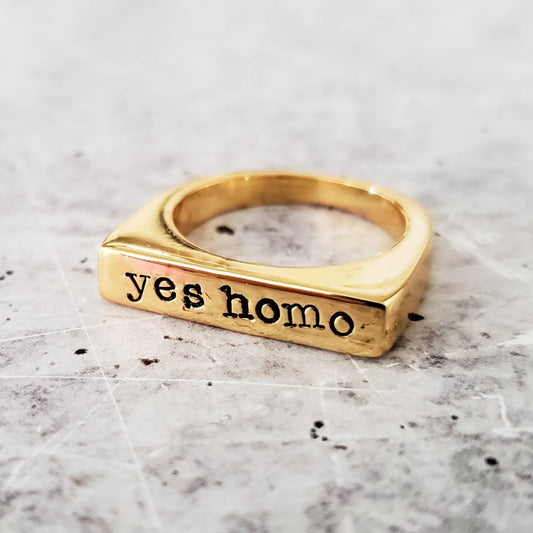 YES HOMO GOLD OR SILVER PRIDE RING