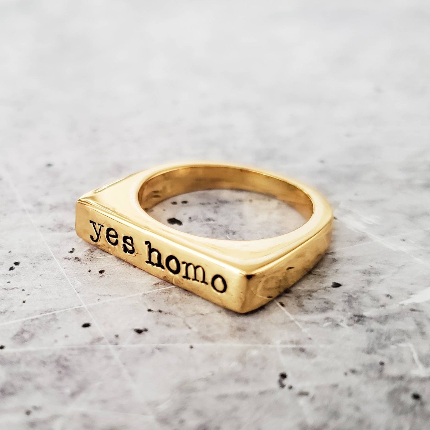 YES HOMO GOLD OR SILVER PRIDE RING