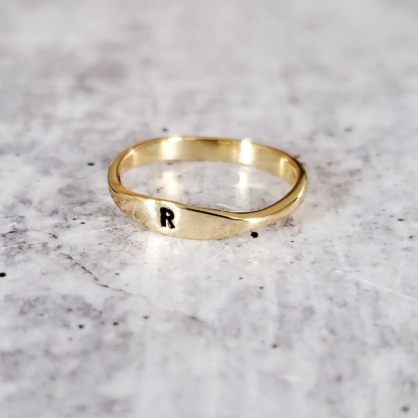 DAINTY GOLD OR SILVER INITIAL RING