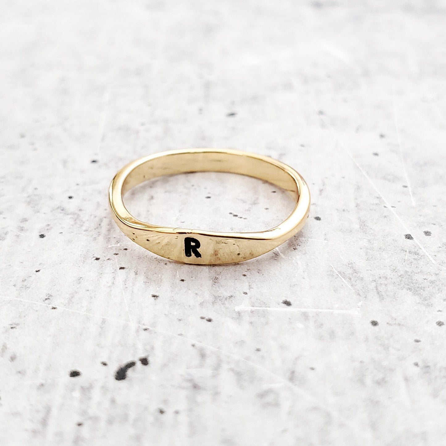 DAINTY GOLD OR SILVER INITIAL RING