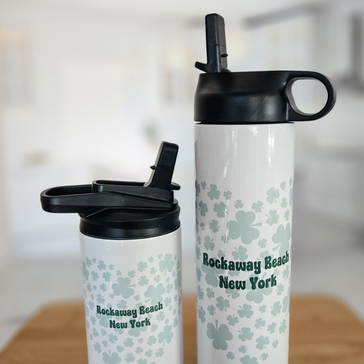ST. PATRICK'S DAY HEART SHAMROCK CUSTOM WATER BOTTLE