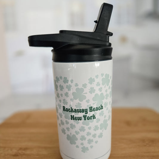ST. PATRICK'S DAY HEART SHAMROCK CUSTOM WATER BOTTLE