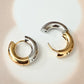 TWO TONE CHUNKY HOOP EARRINGS