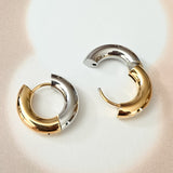 TWO TONE CHUNKY HOOP EARRINGS