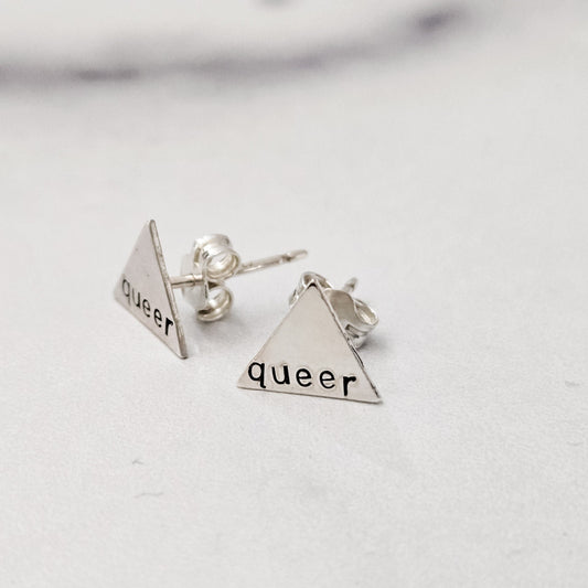 QUEER SILVER STUD EARRINGS