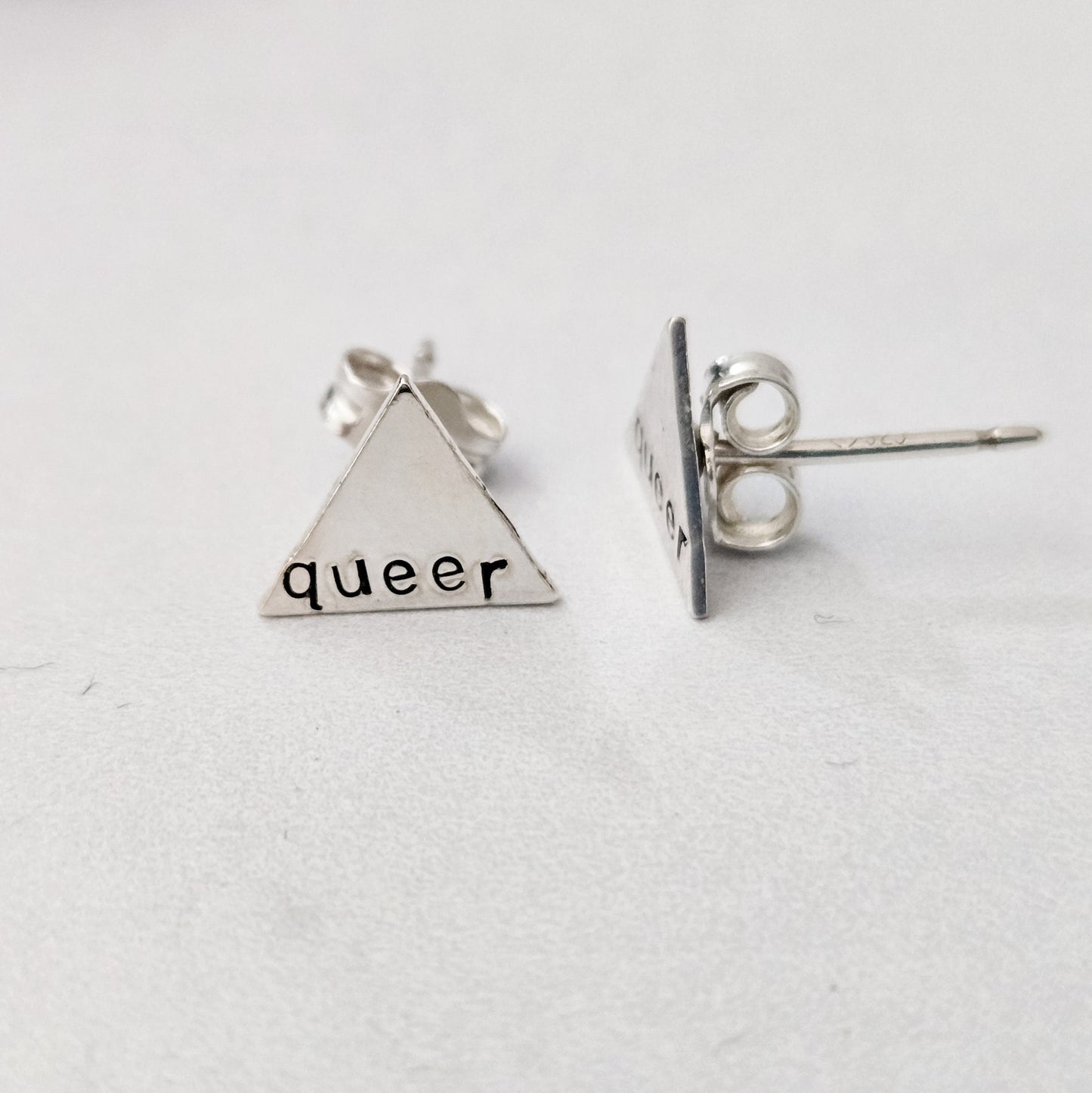 QUEER SILVER STUD EARRINGS