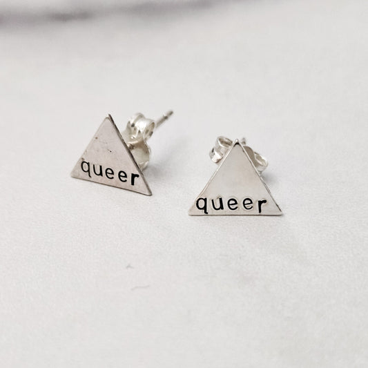QUEER SILVER STUD EARRINGS