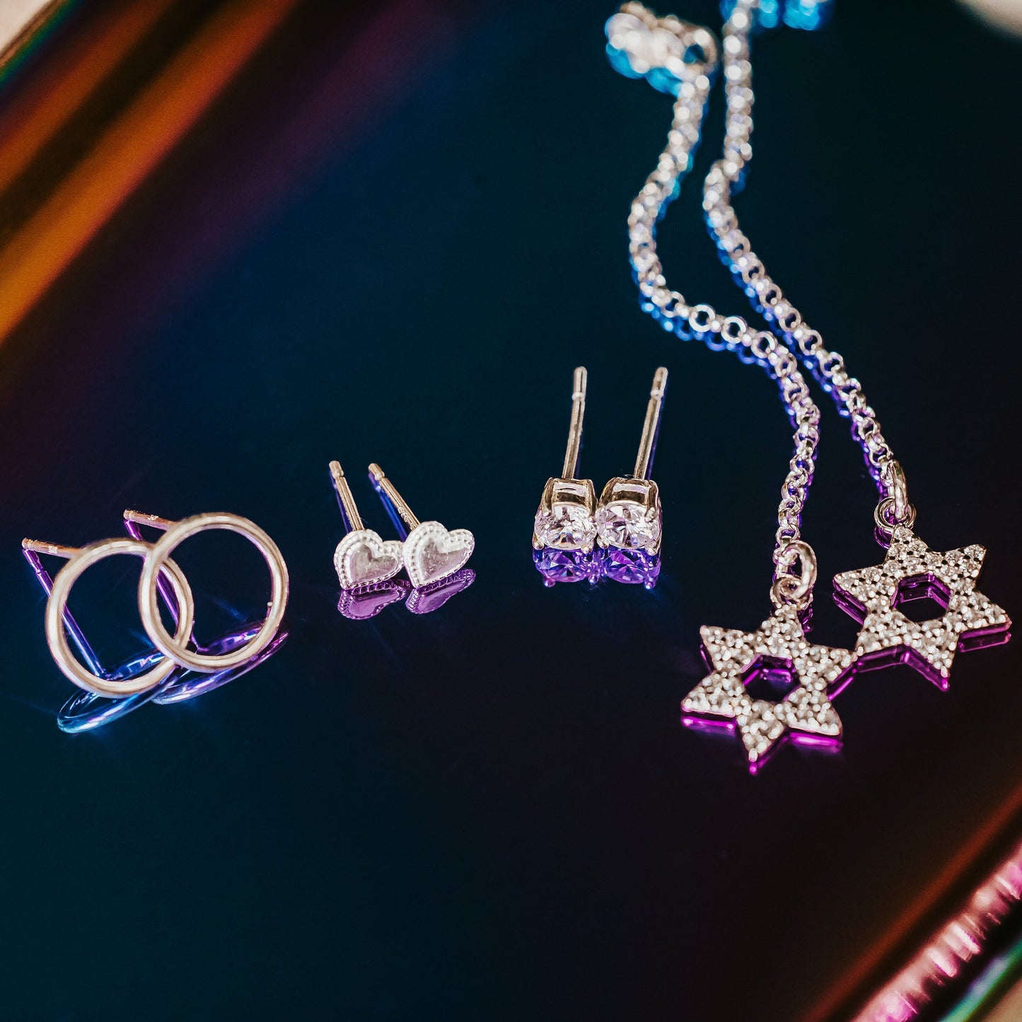 MAGEN DAVID CRYSTAL STATEMENT DROP EARRINGS