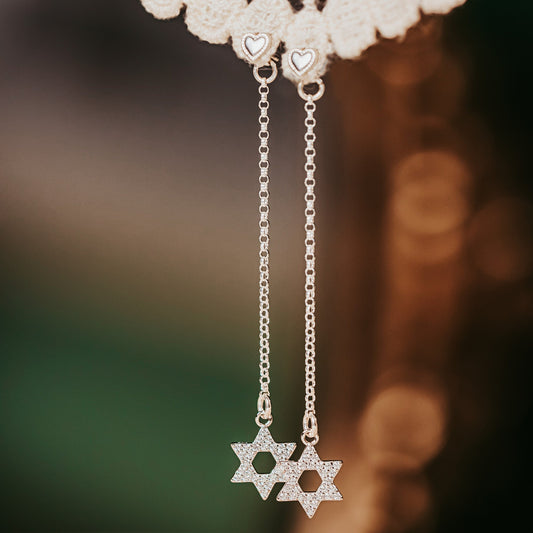 MAGEN DAVID CRYSTAL STATEMENT DROP EARRINGS