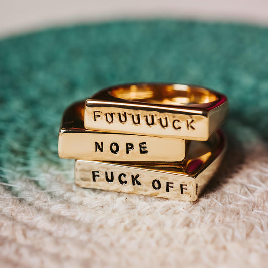 FUUUUUCK GOLD OR SILVER FLAT TOP RING