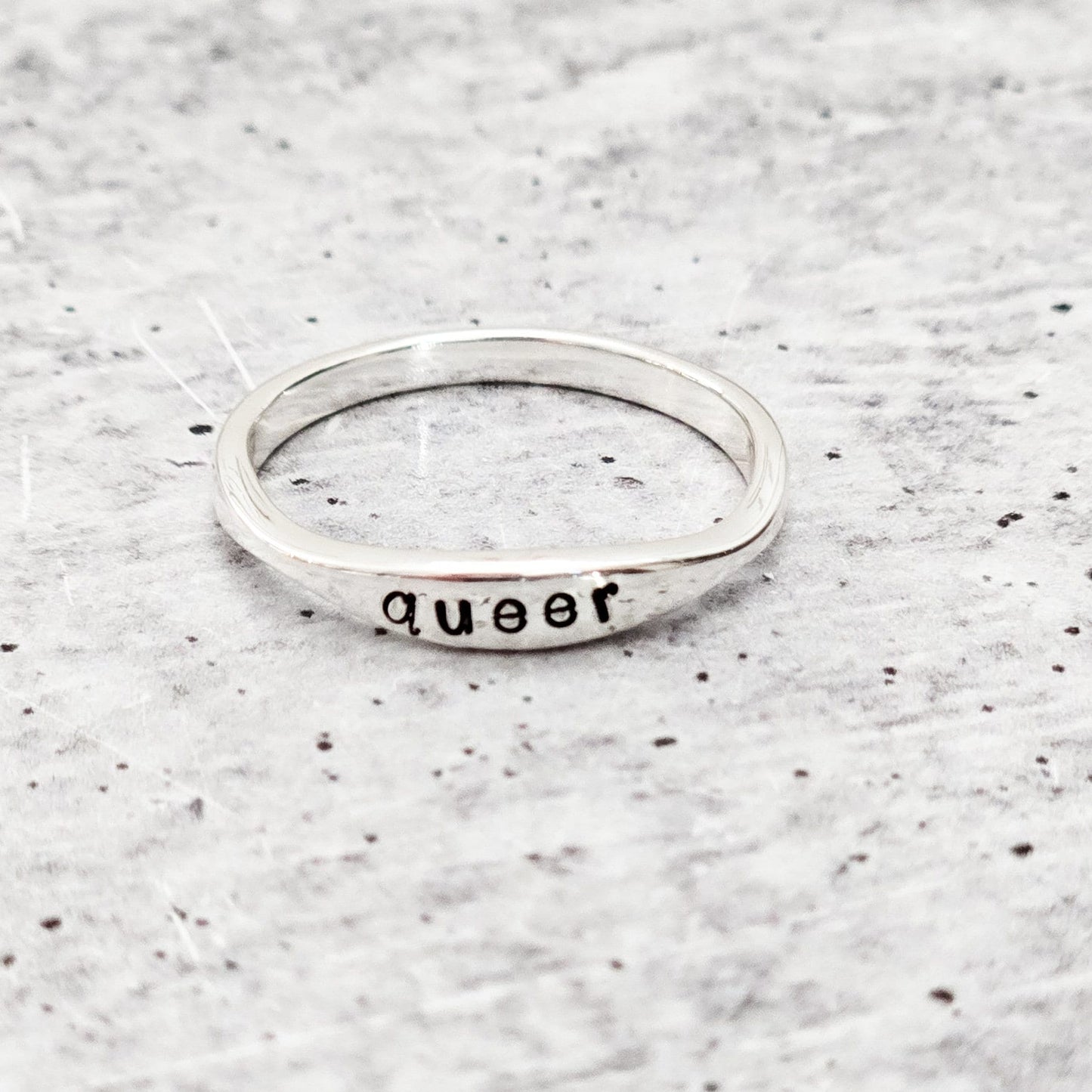 QUEER DAINTY GOLD PLATED OR STERLING SILVER RING