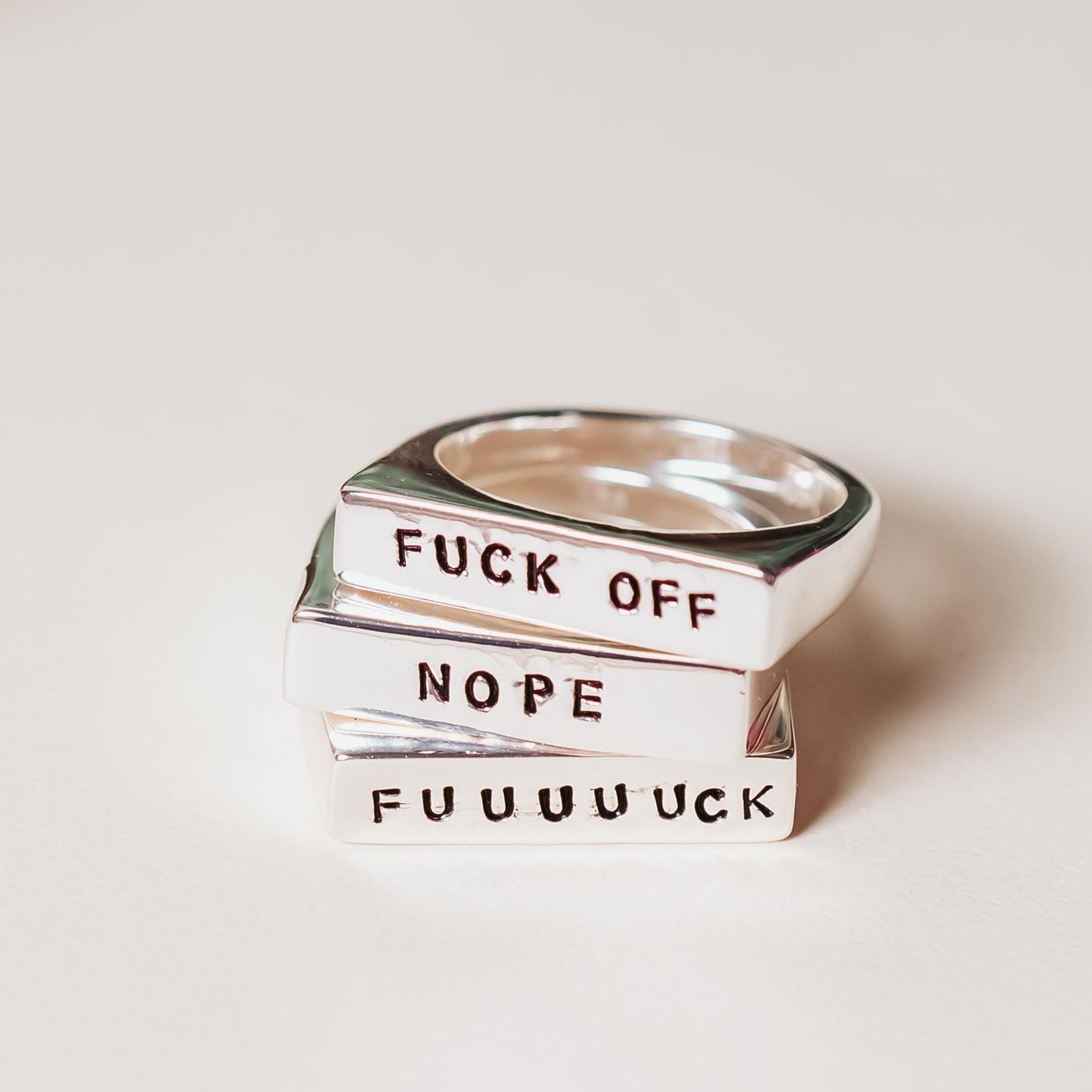 FUUUUUCK GOLD OR SILVER FLAT TOP RING