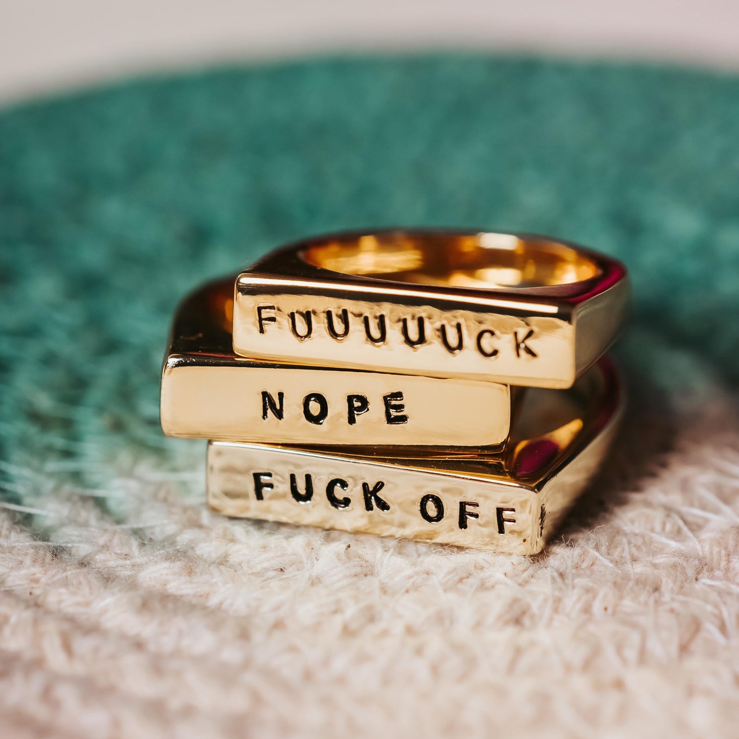 NOPE GOLD OR SILVER FLAT TOP RING