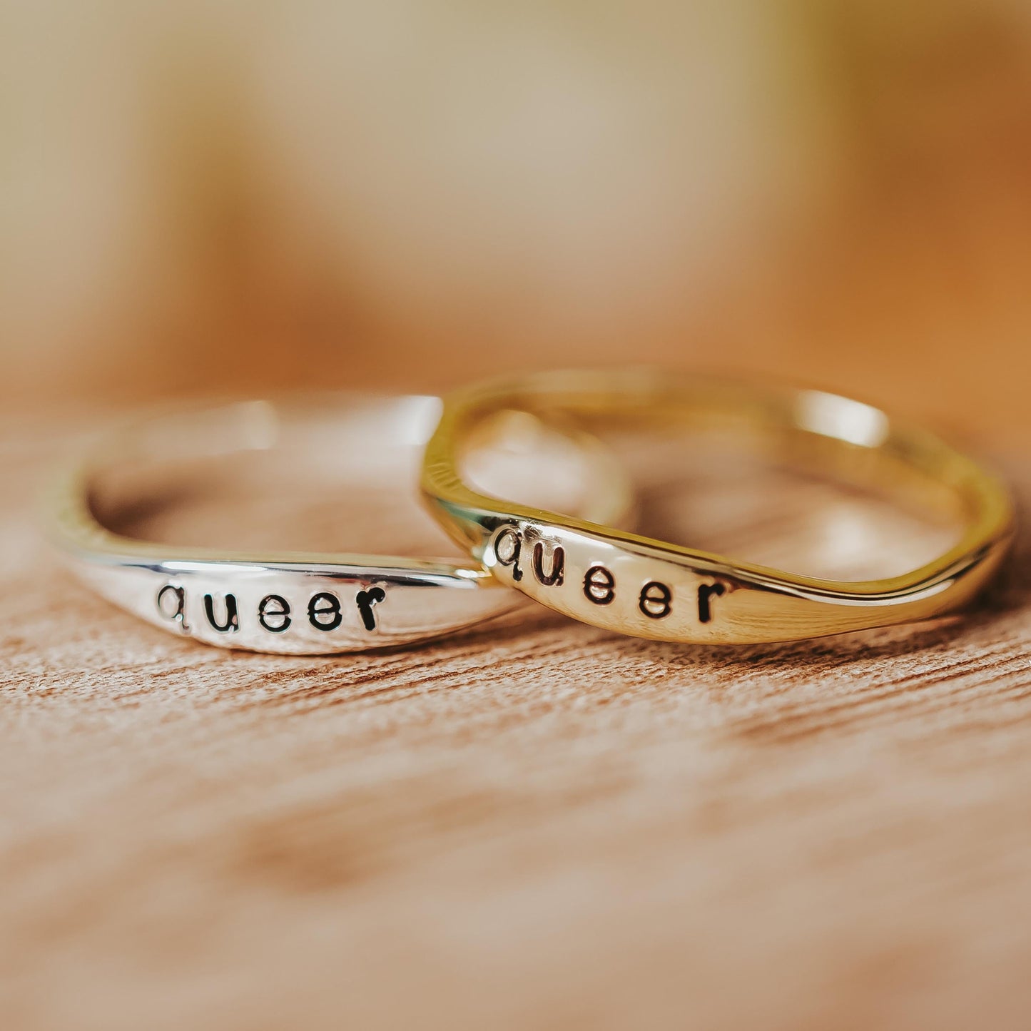 QUEER DAINTY GOLD PLATED OR STERLING SILVER RING
