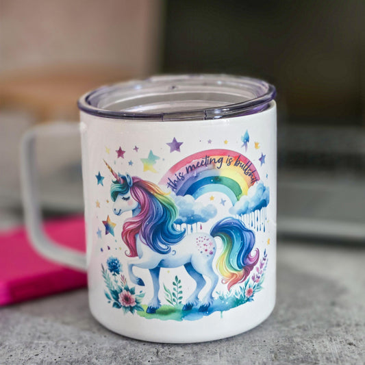 THIS MEETING IS BULLSHIT MAGICAL UNICORN TRAVEL COFFEE MUG