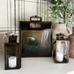 Rustic Bronze Tempered Glass Lanterns, Set of Three