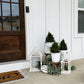 Distressed White Turned Wooden Open Lanterns, Set of Two