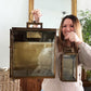 Rustic Bronze Tempered Glass Lanterns, Set of Three