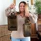 Rustic Bronze Tempered Glass Lanterns, Set of Three
