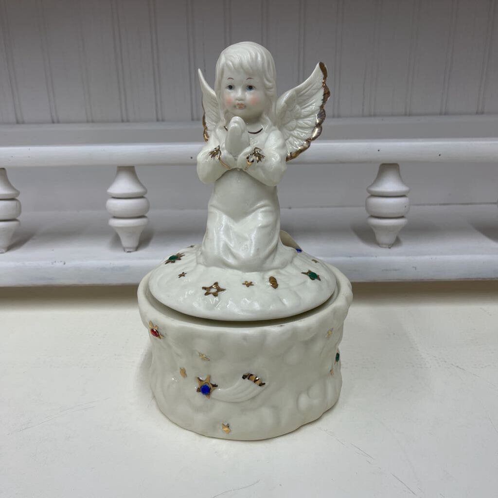 LARGE REVOLVING CHRISTMAS ANGEL MUSIC BOX-Thriftique Marketplace