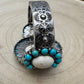 Large Western Faux Turquoise and White Buffalo Stretch Cuff Bracelet