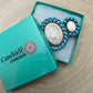 Large Western Faux Turquoise and White Buffalo Stretch Cuff Bracelet