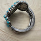 Large Western Faux Turquoise and White Buffalo Stretch Cuff Bracelet