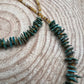 Long green chip turquoise with Orange Spiny Oyster necklace - 28 inch