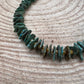 Long green chip turquoise with Orange Spiny Oyster necklace - 28 inch